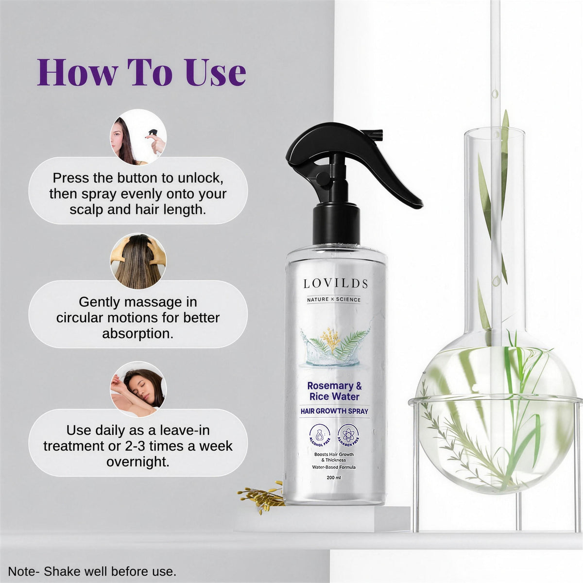 Rosemary & Rice Water Hair Spray